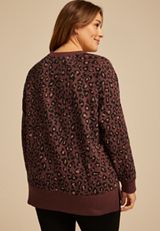 Plus Size Willowsoft Leopard Tunic Sweatshirt, C6287, small