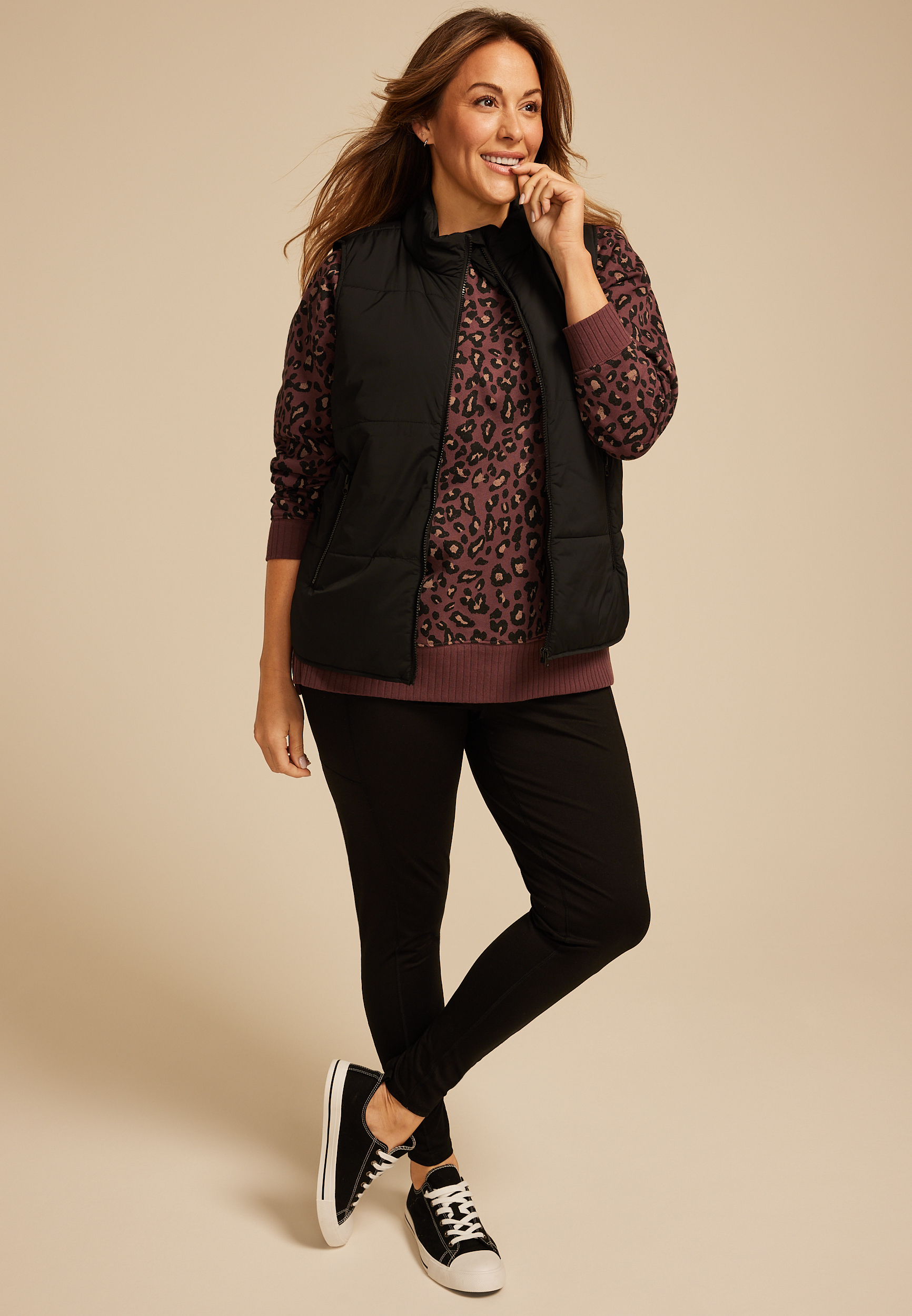 Plus Size Willowsoft Leopard Tunic Sweatshirt maurices