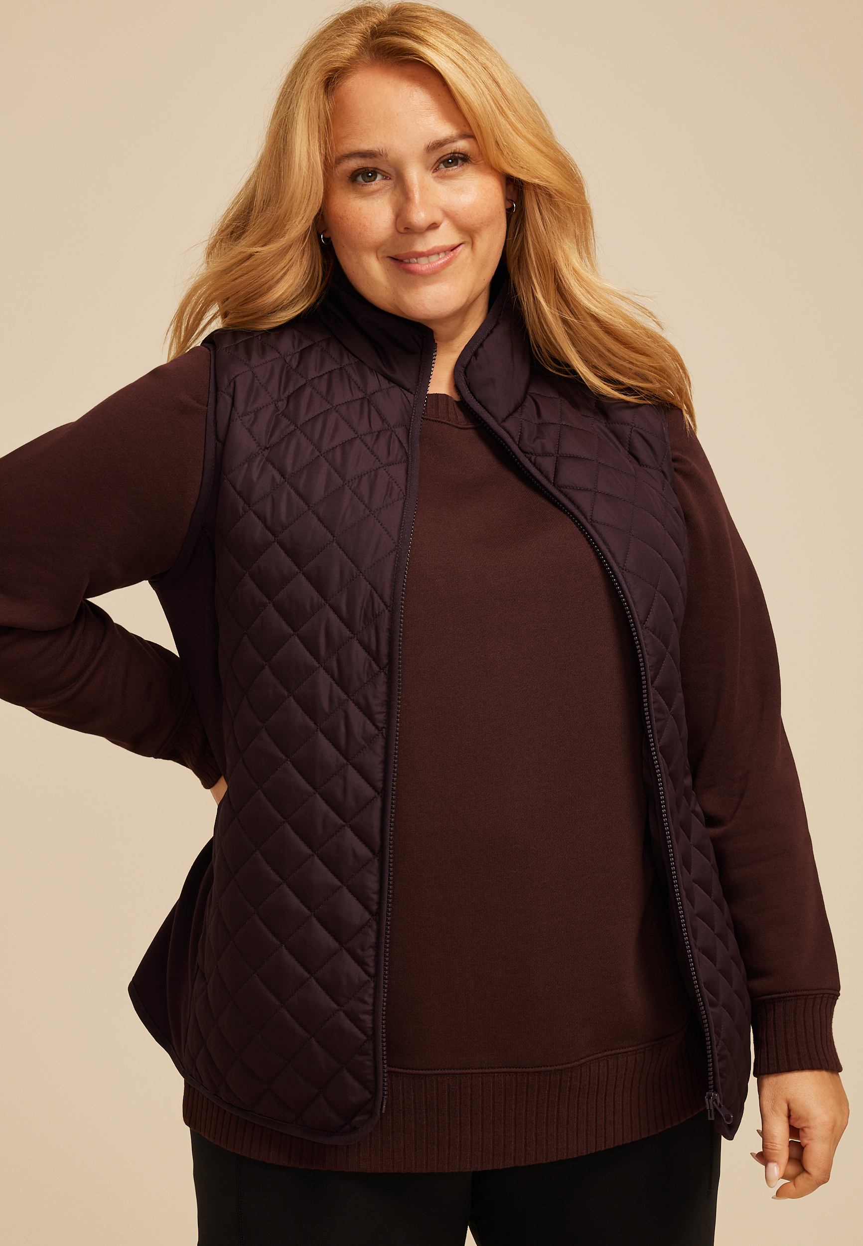 Plus Size Athleisure Quilted Vest