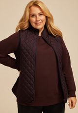 Plus Size Athleisure Quilted Vest, C8087, small