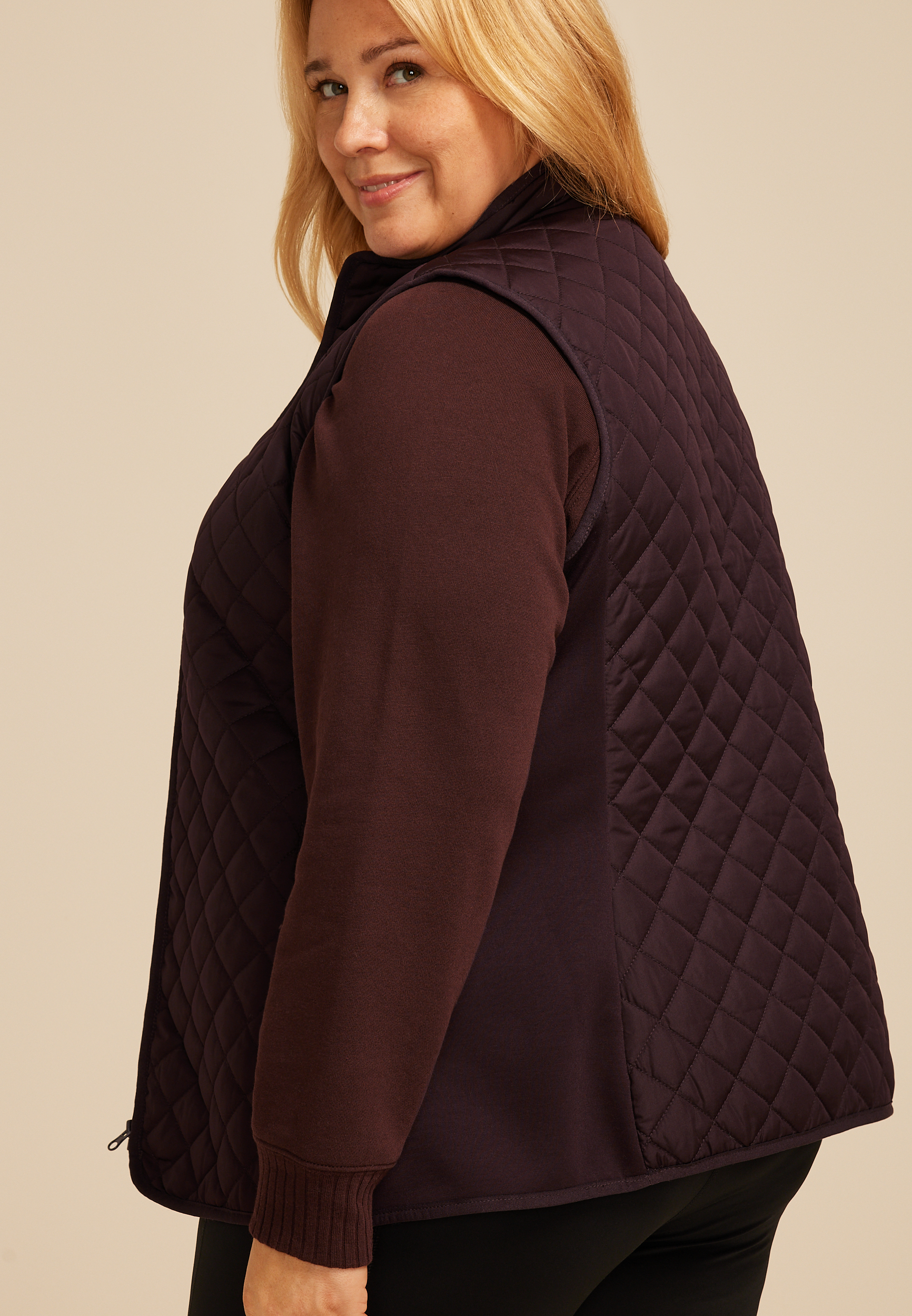 Plus Size Athleisure Quilted Vest, C8087, large