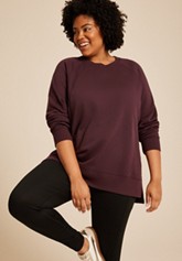 Plus Size State Satin Letter Crew Neck Sweatshirt