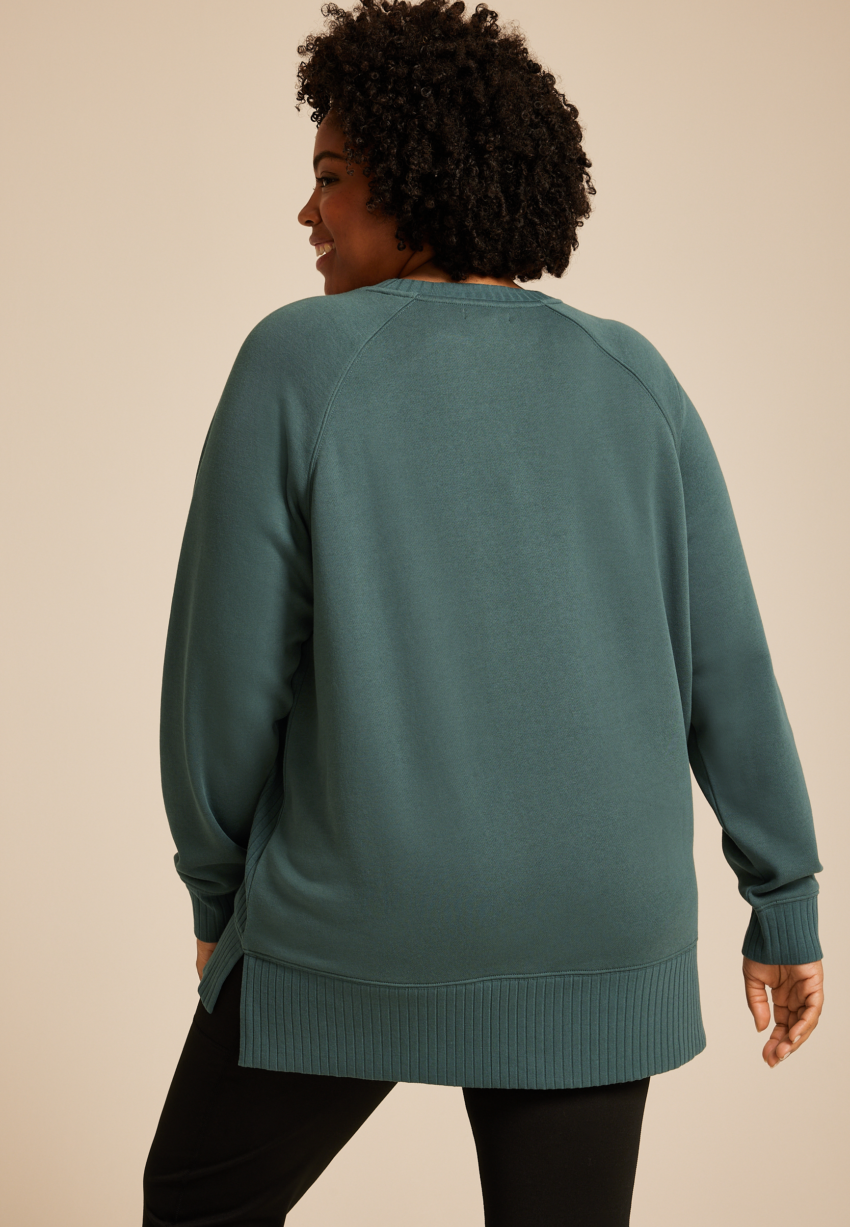 Plus Size Willowsoft Tunic Sweatshirt, OPERA TEAL, large