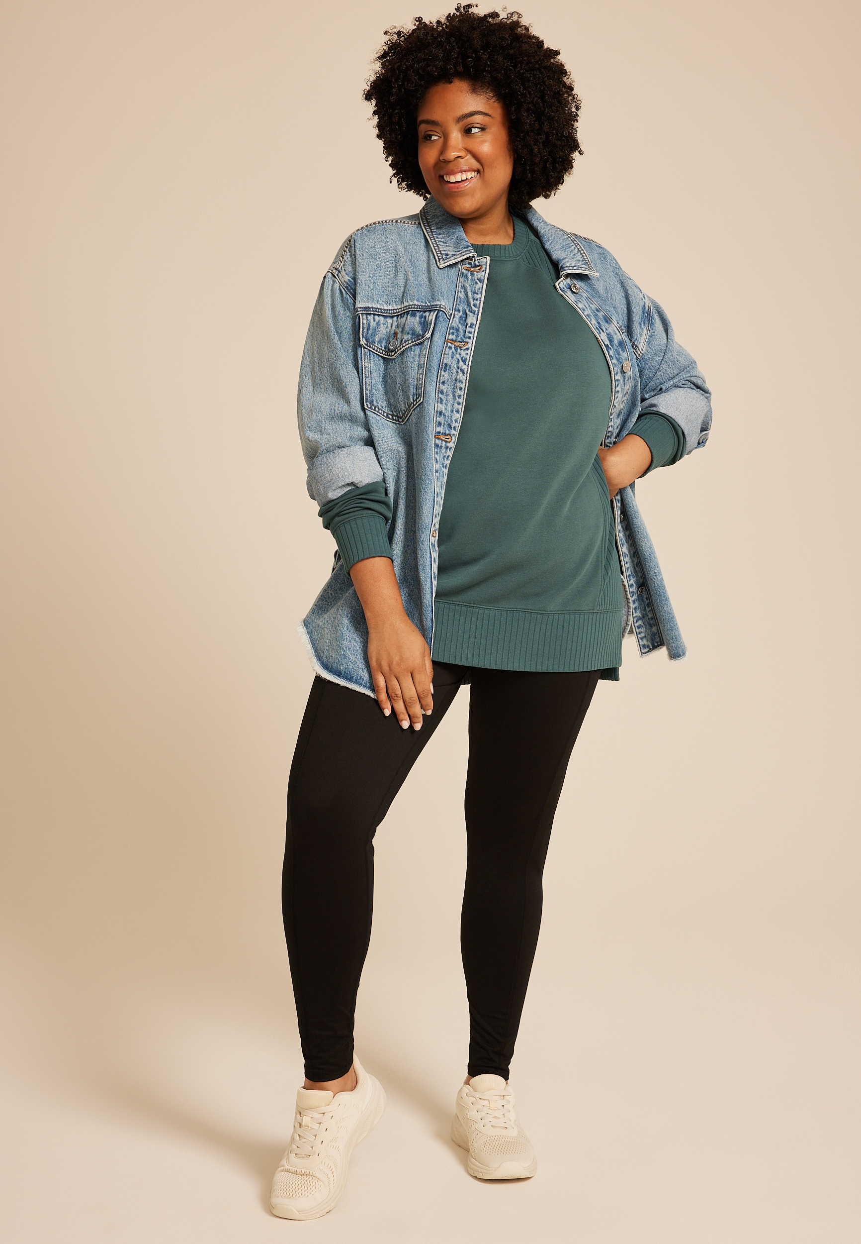 Plus Size Willowsoft Tunic Sweatshirt, OPERA TEAL, large