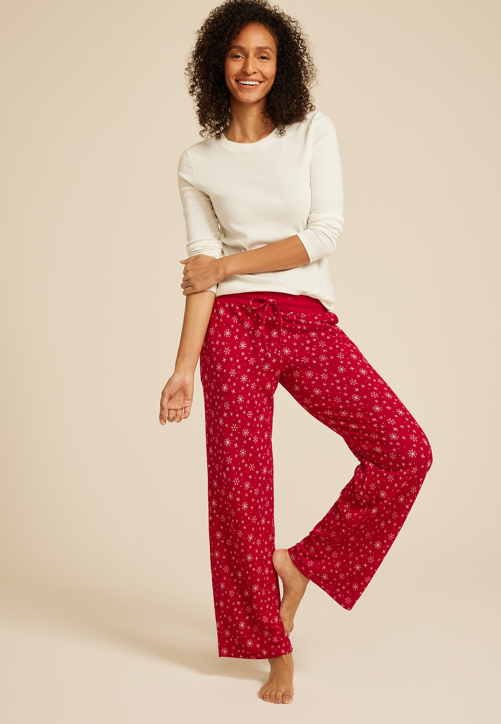 Hacci Snowflake Wide Leg Pajama Pants, , large