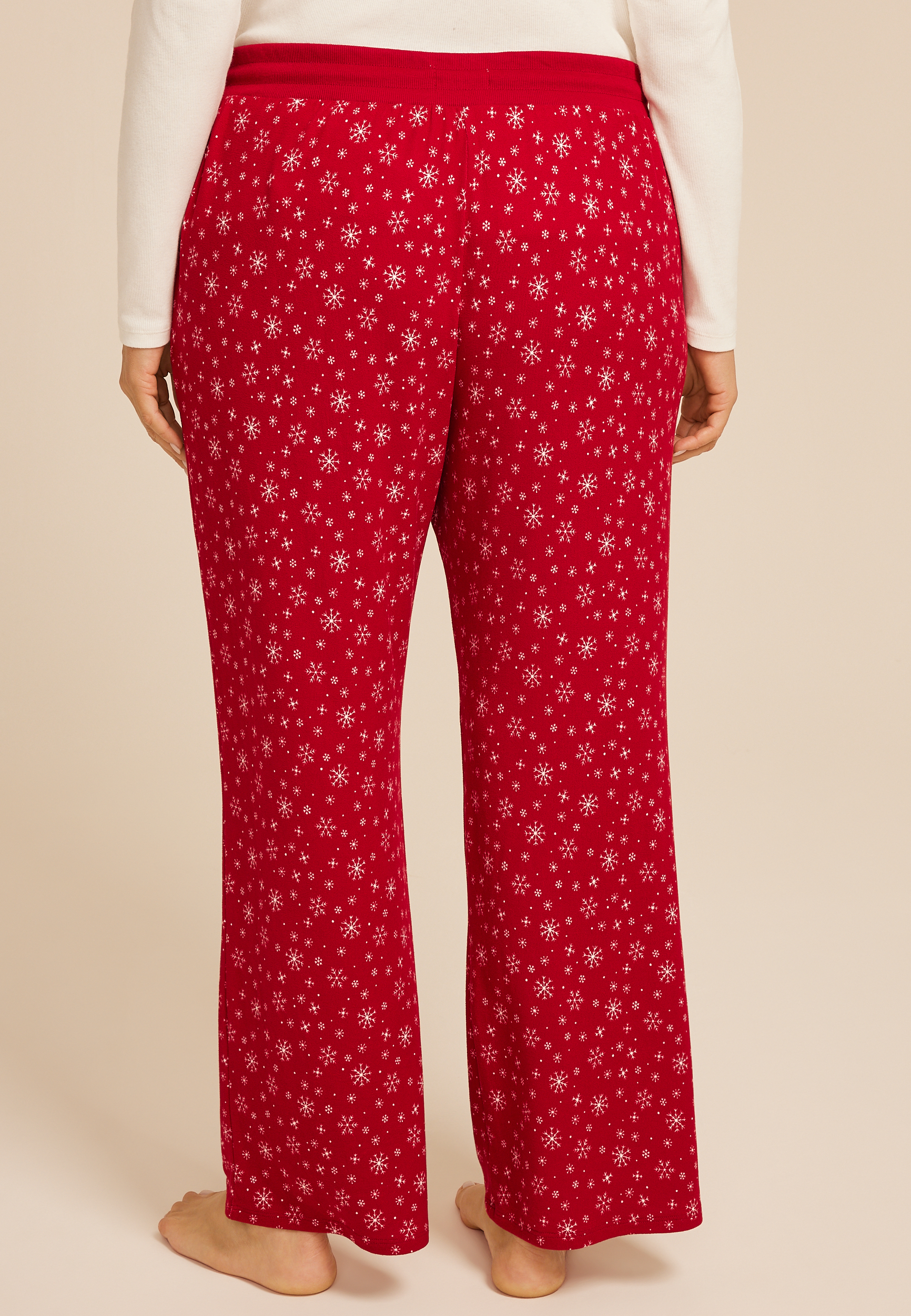 Plus Size Hacci Snowflake Wide Leg Pajama Pants, , large