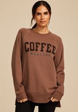 Willowsoft Coffee Weather Relaxed Fit Sweatshirt, COCOA BROWN, small