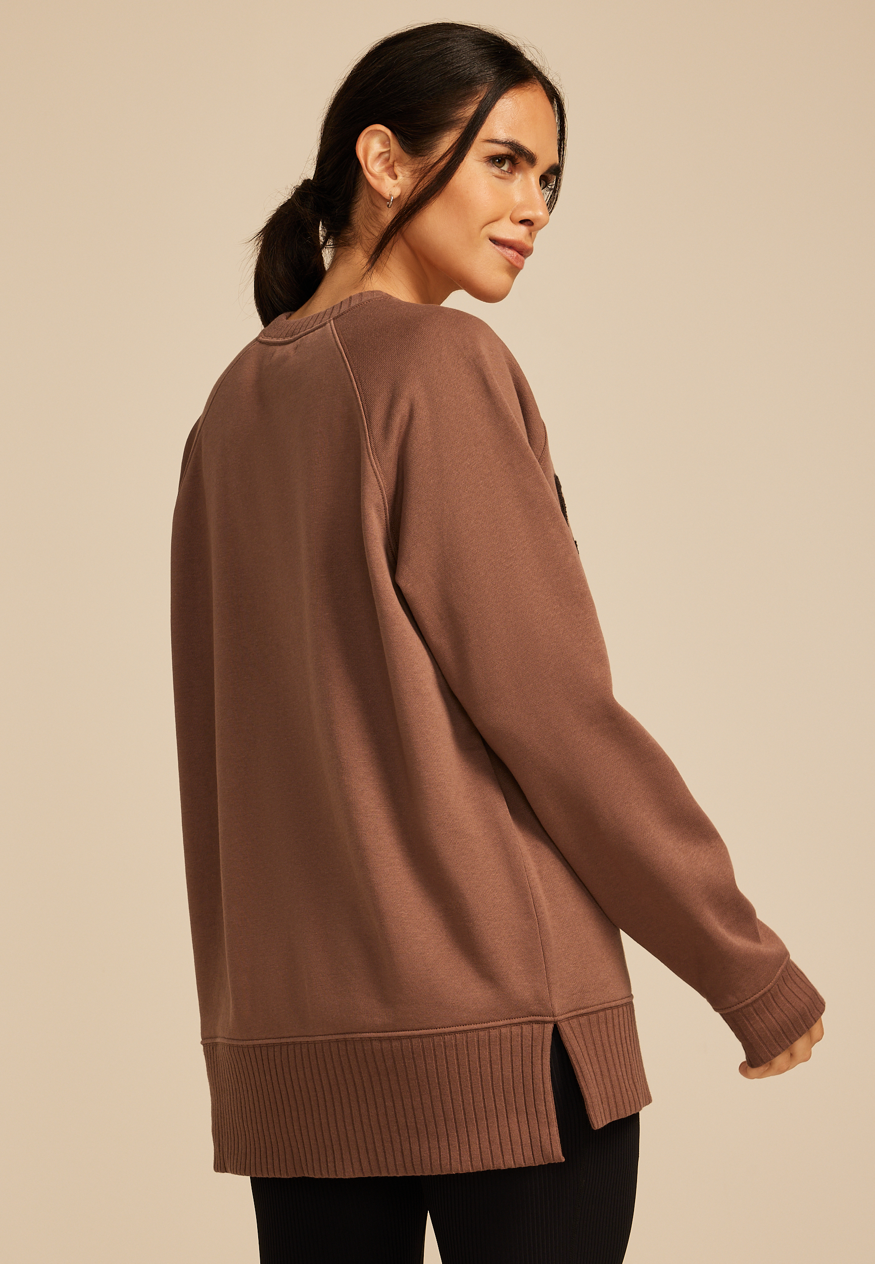 Willowsoft Coffee Weather Relaxed Fit Sweatshirt, COCOA BROWN, large