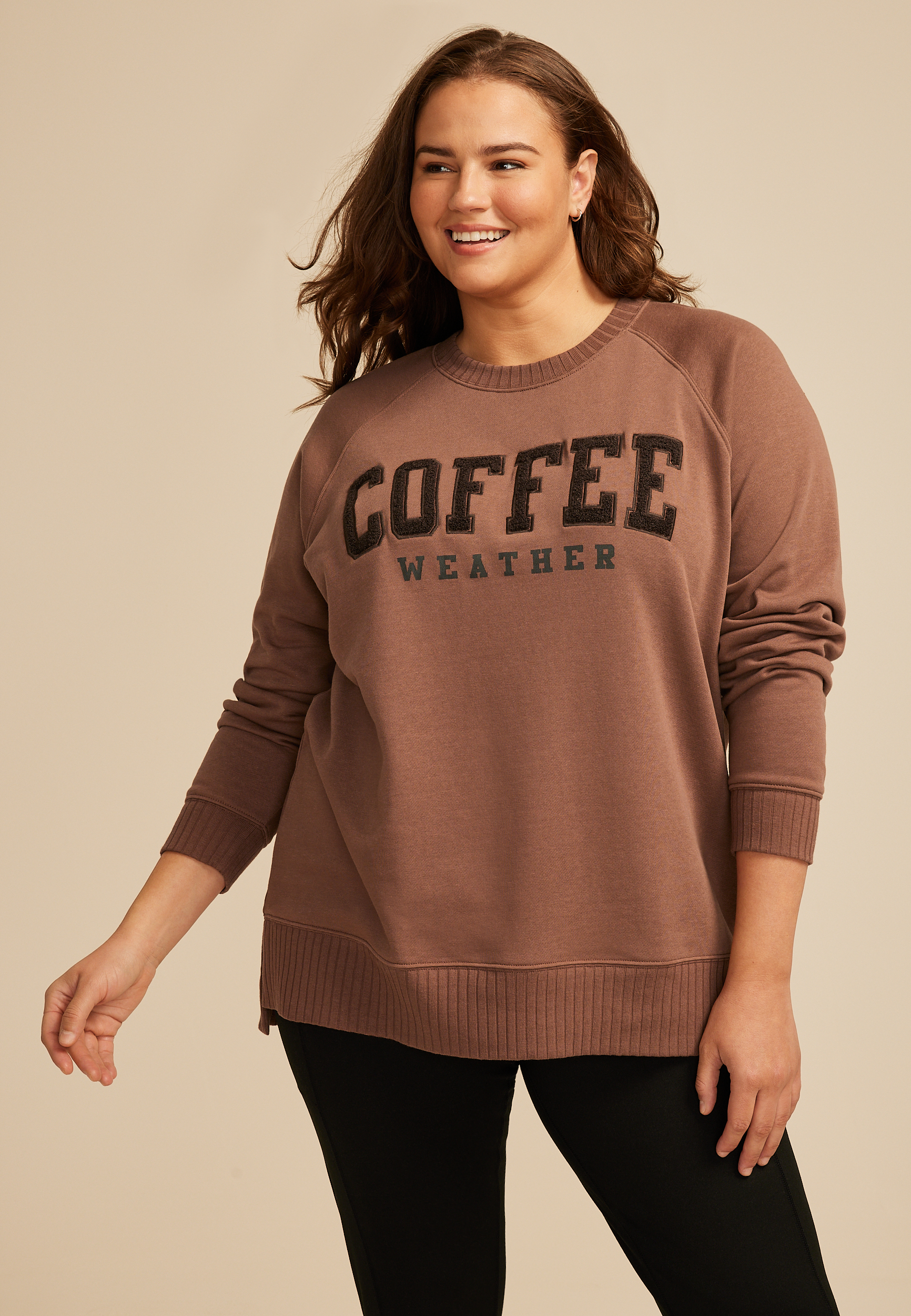 Plus Size Willowsoft Coffee Weather Relaxed Fit Sweatshirt