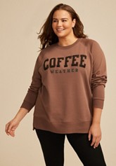 Plus Size State Satin Letter Crew Neck Sweatshirt