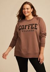 Plus Size Willowsoft Coffee Weather Relaxed Fit Sweatshirt, C8764, small