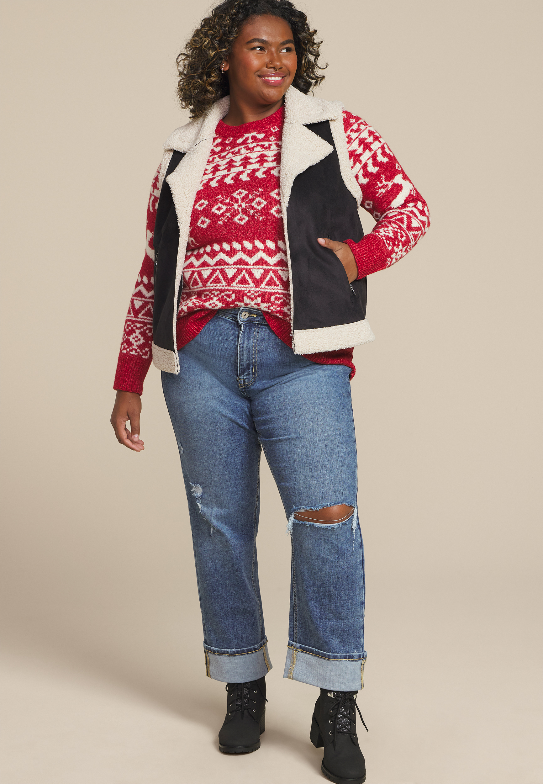 Plus Size Cozier Than Cashmere Nordic Sweater, , large