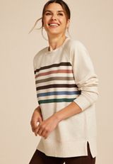 Willowsoft Striped Tunic Sweatshirt, C2445, small