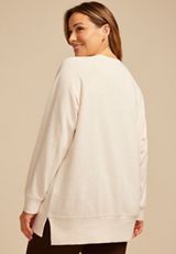Plus Size Willowsoft Striped Tunic Sweatshirt, LIGHT OATMEAL HEATHER, small