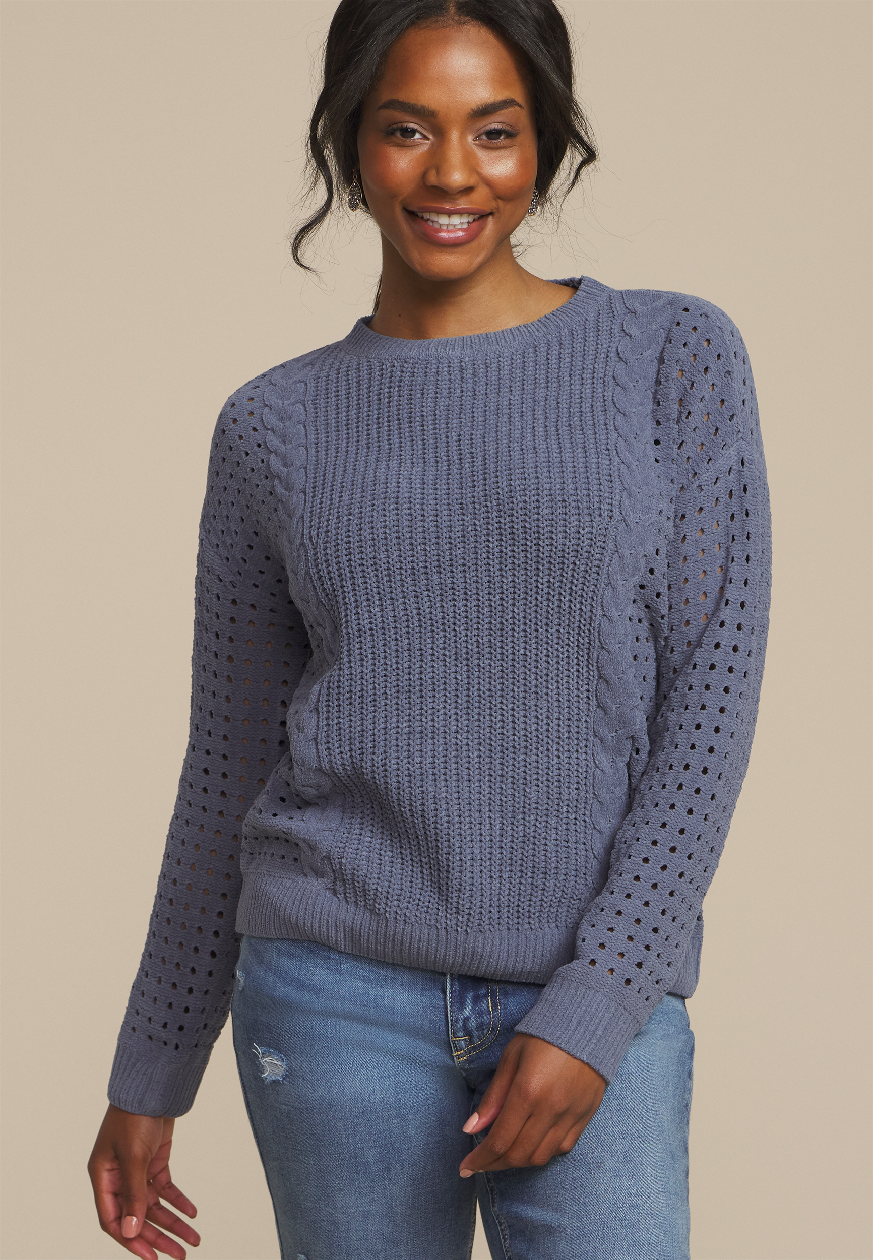 Chenille Pointelle Sweater