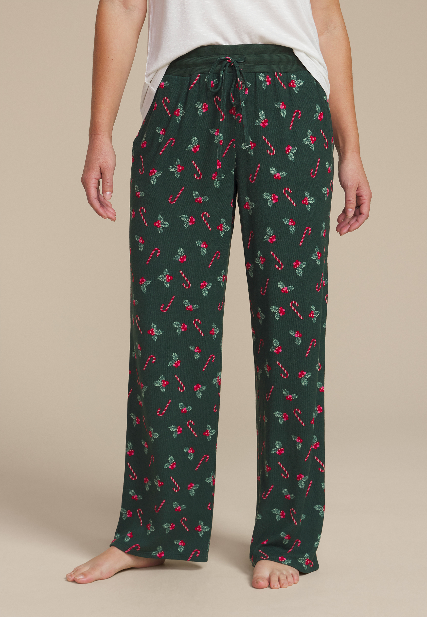 Hacci Candy Cane Wide Leg Pajama Pants