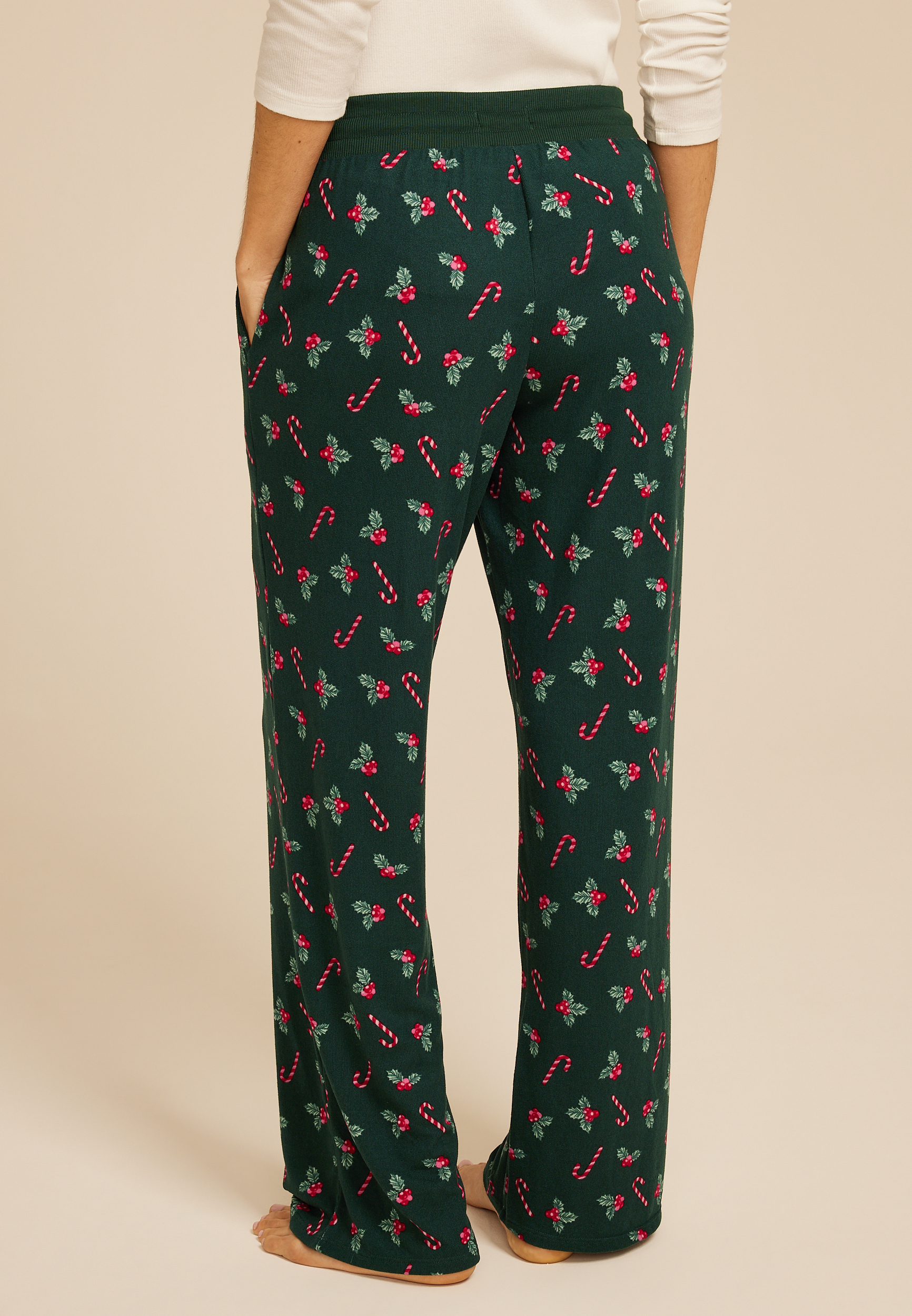 Hacci Candy Cane Wide Leg Pajama Pants, C3918, large