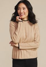 Whipstitch Mock Neck Sweater, , small