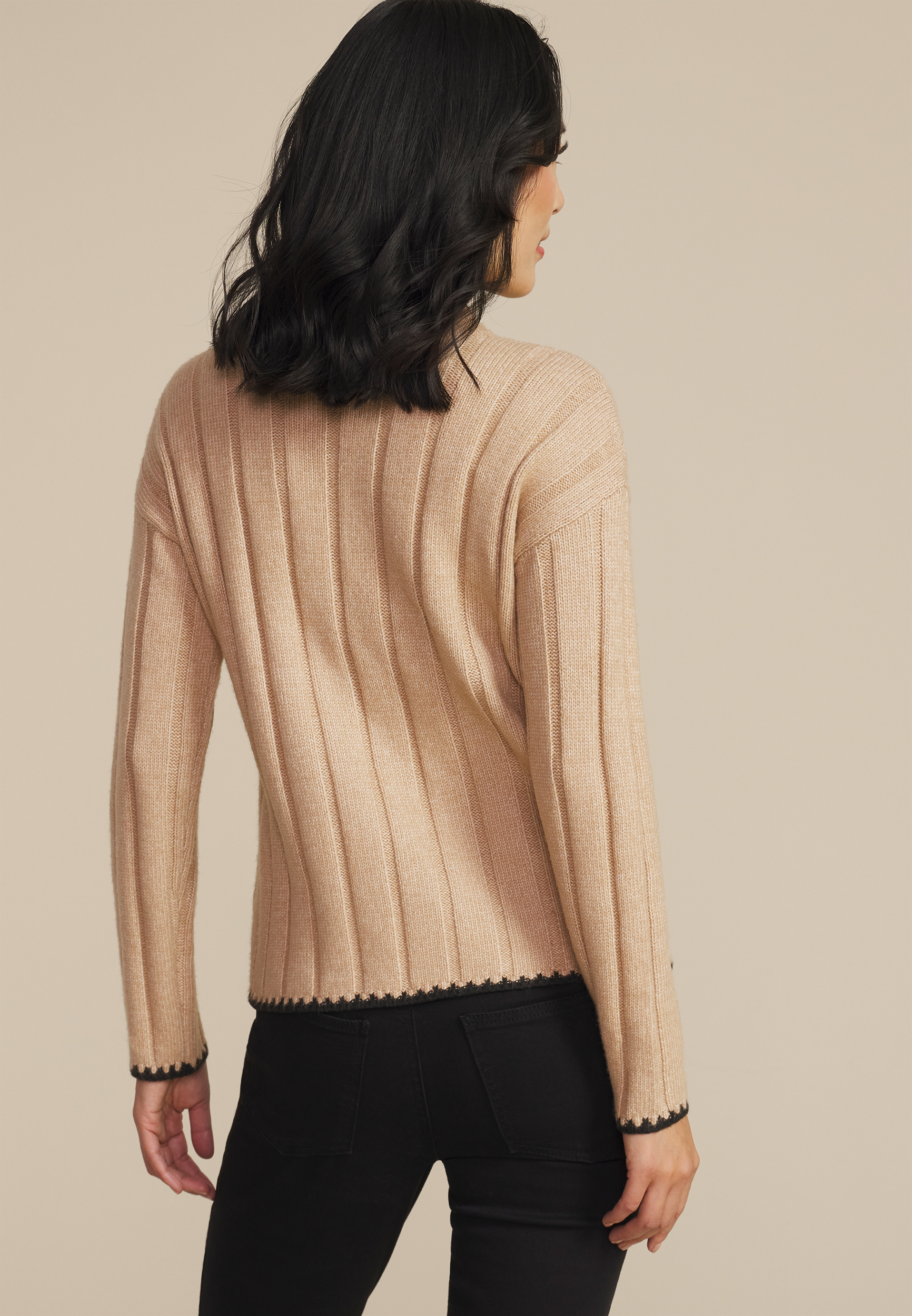 Whipstitch Mock Neck Sweater, , large