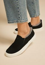SuperCush Kate Faux Fur Lined Slip On Sneaker, BLACK, small