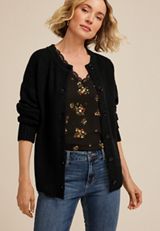 Knit Button Front Cardigan, C106, small