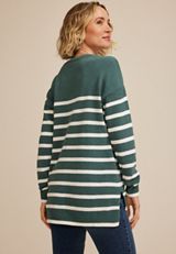 Matte Chenille Striped Tunic Sweater, C8125, small