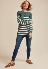 Matte Chenille Striped Tunic Sweater, C8125, small