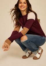 Colorblock Long Sleeve Tee, C830, small