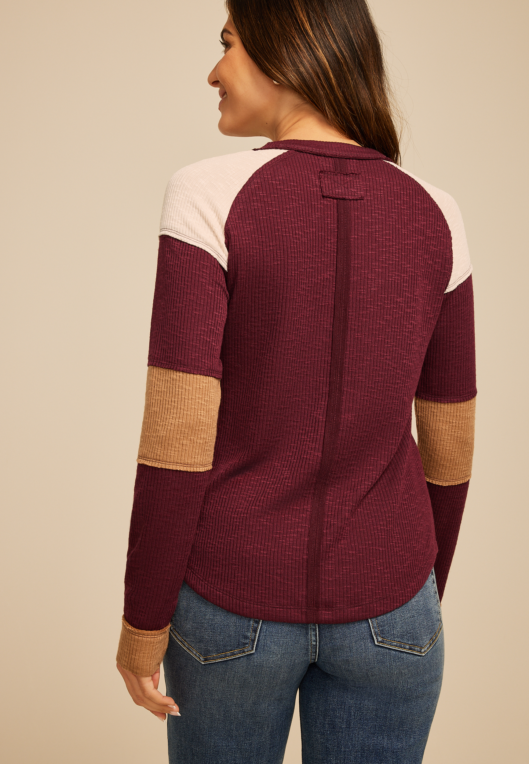 Colorblock Long Sleeve Tee, C830, large