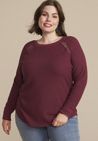 Plus Size Variegated Lace Up Top
