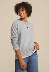 Gray Whipstitch Crew Neck Sweater, C1755, small