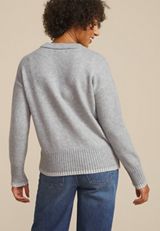 Gray Whipstitch Crew Neck Sweater, C1755, small