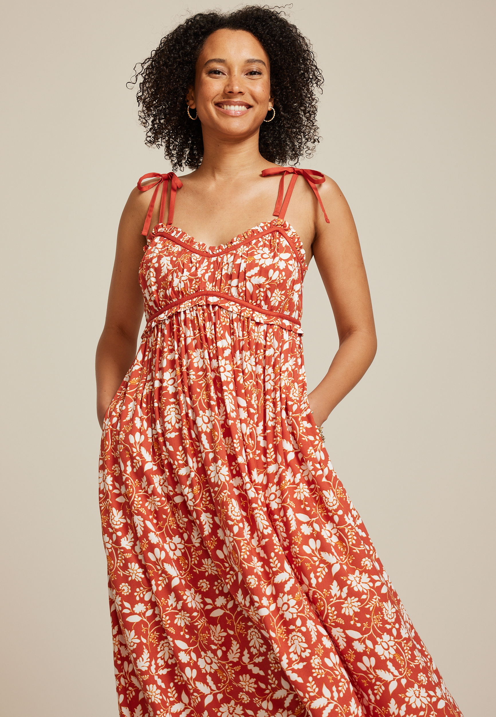 Band Of The Free Sweetheart Neck Midi Dress, , large