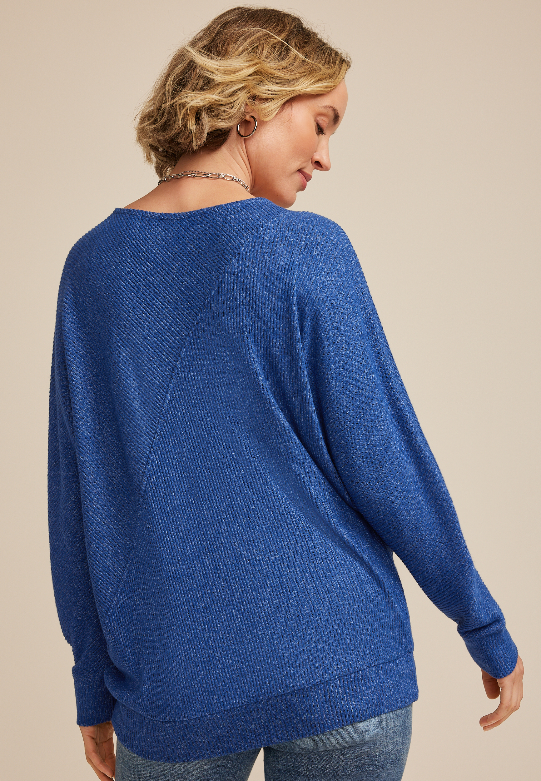 24/7 Dakota Diagonal Seam Long Sleeve Tee, OCEAN COBALT, large