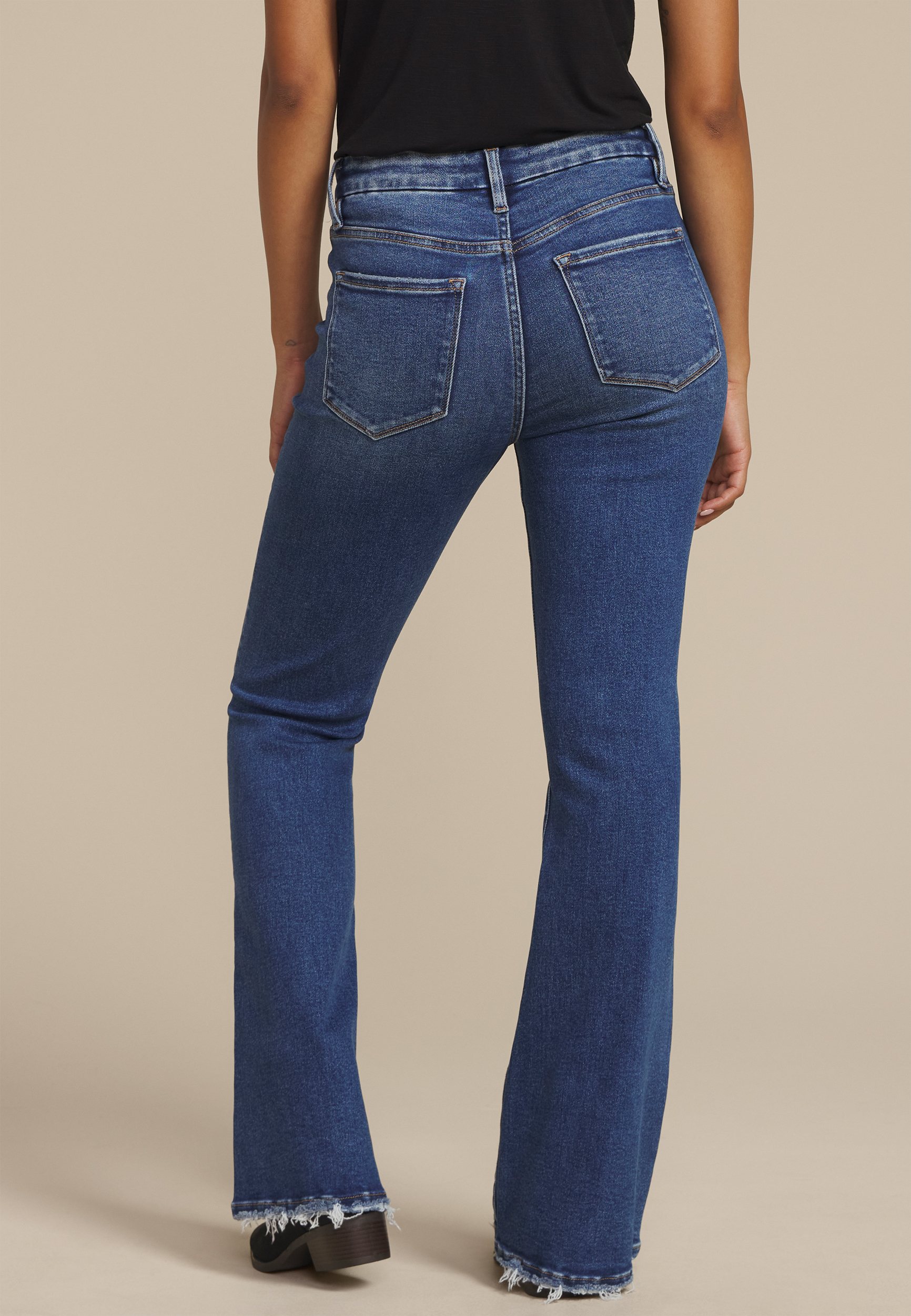 Flying Monkey&trade; High Rise Frayed Hem Flare Jean, C3337, large