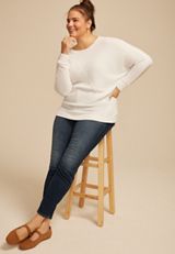 Plus Size 24/7 Dakota Diagonal Seam Long Sleeve Tee, C2789, small