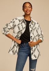 Geo Print Shacket, ANTIQUE WHITE, small