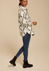Geo Print Shacket, ANTIQUE WHITE, small