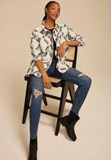 Geo Print Shacket, ANTIQUE WHITE, small