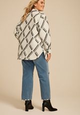 Plus Size Geo Print Shacket, C6007, small