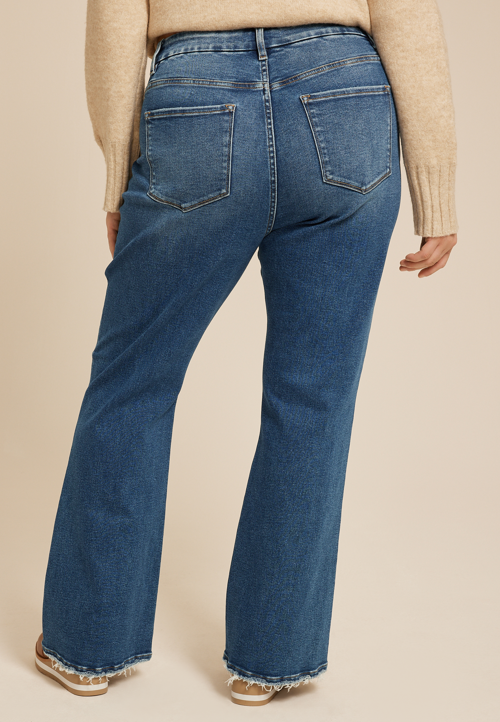 Plus Size Flying Monkey&trade; High Rise Frayed Hem Flare Jean, C3337, large