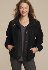 Sherpa Snap Button Front Jacket, , small