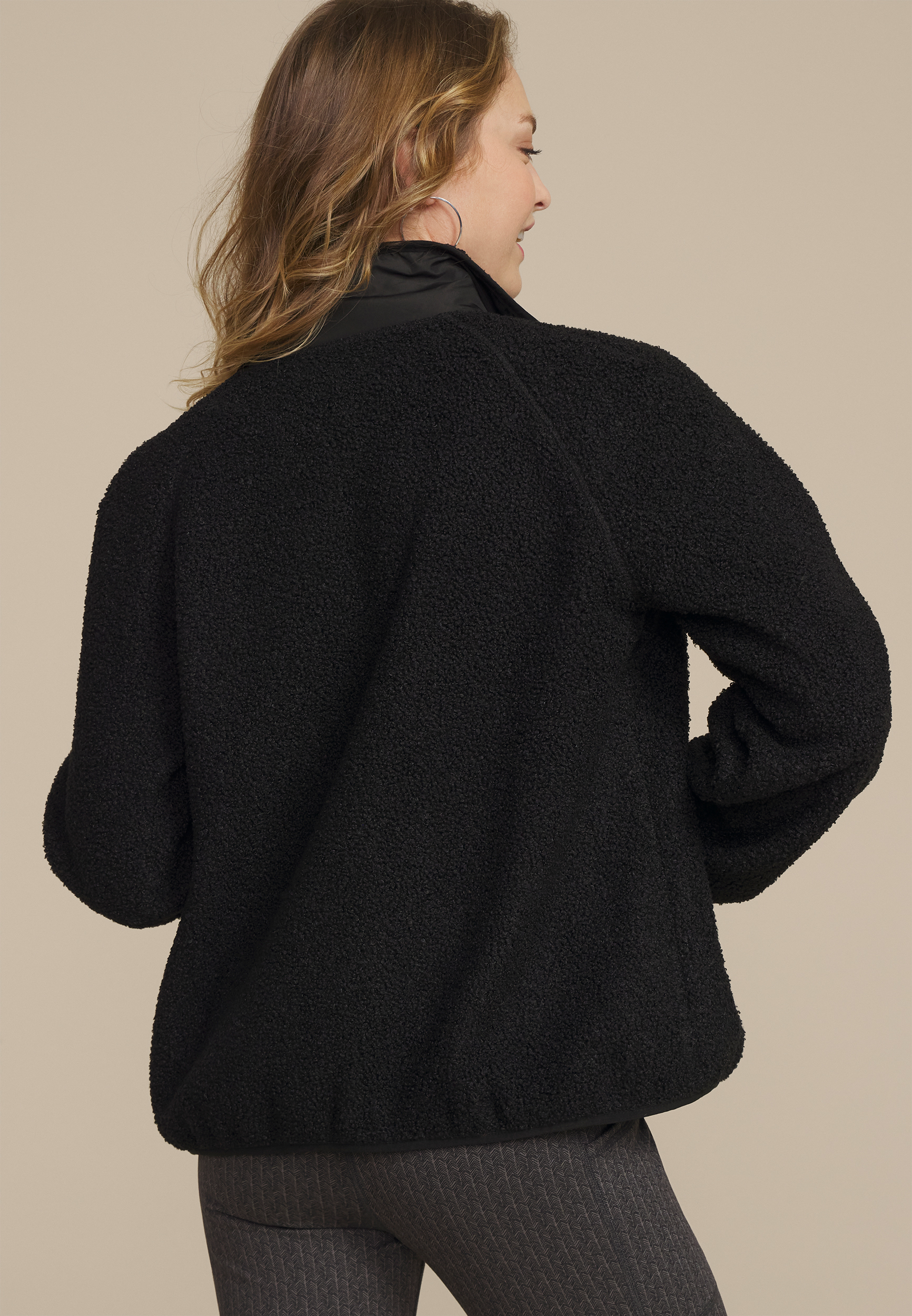 Sherpa Snap Button Front Jacket, , large