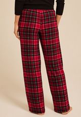 Hacci Red Plaid Wide Leg Pajama Pants, C1756, small