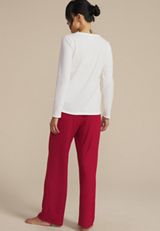 Henley Long Sleeve Tee And Wide Leg Pajama Set, , small