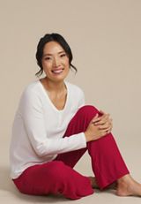 Henley Long Sleeve Tee And Wide Leg Pajama Set, , small