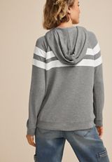 Heathered Gray Stripe Hoodie, MEDIUM HEATHER GRAY COMBO, small
