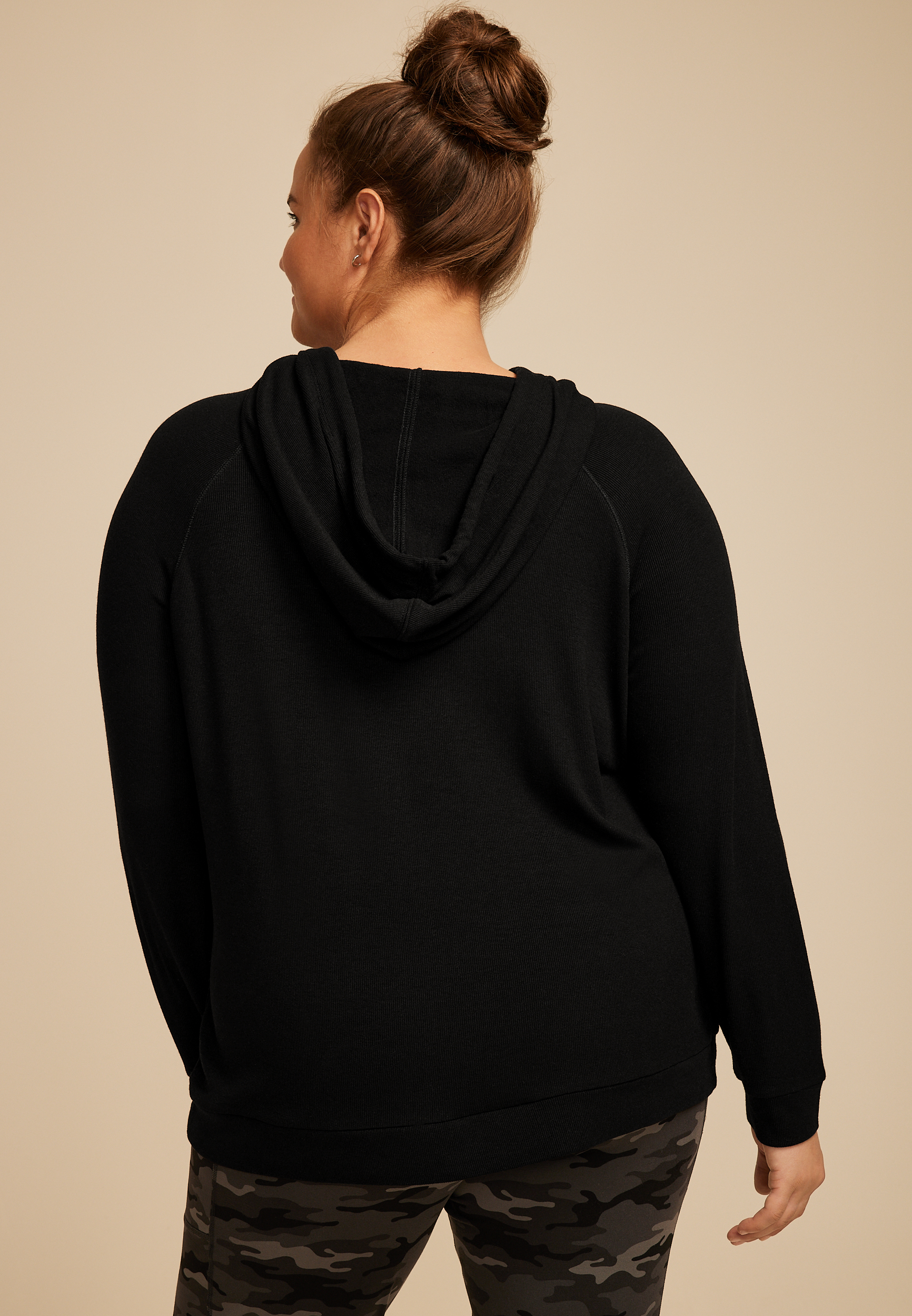 Plus Size Brushed Solid Hoodie, C106, large