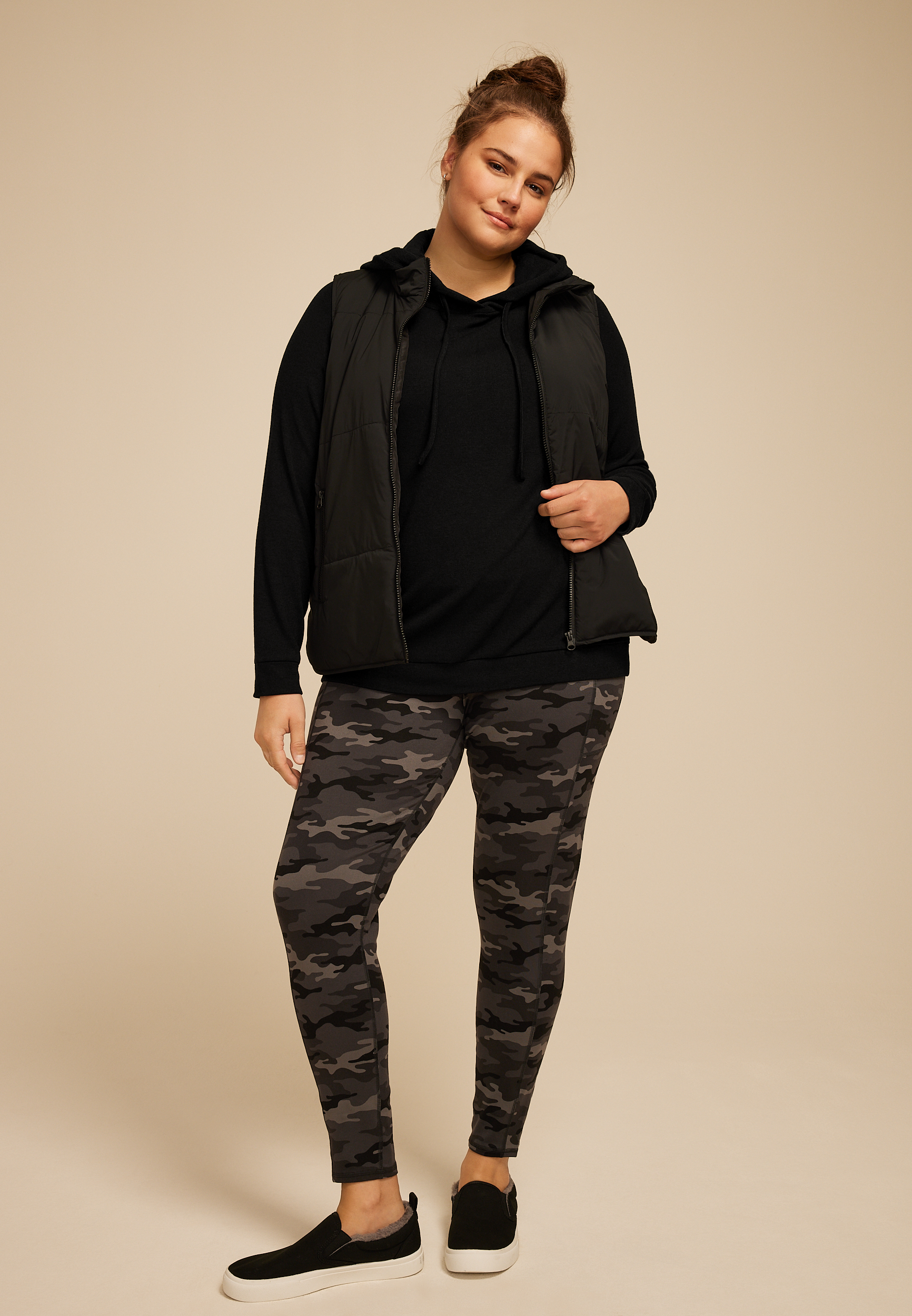 Plus Size Brushed Solid Hoodie, C106, large