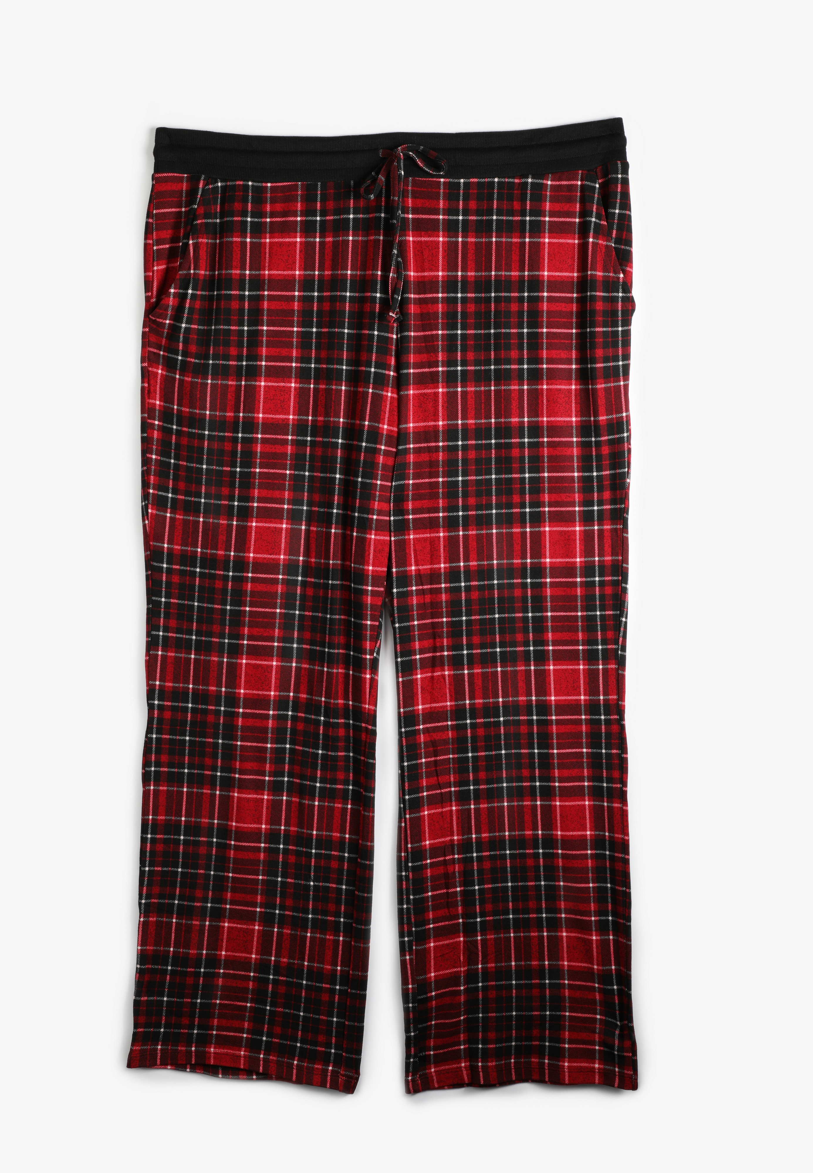 Plus Size Hacci Red Plaid Wide Leg Pajama Pants